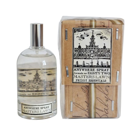 Anywhere Spray No 82 Masters Lawn in glass bottle next to stapled brown packaging