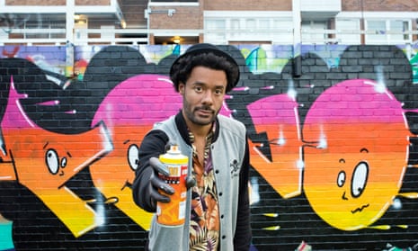 ‘The illegal side of graffiti challenged my principles at first’: Marcus Barnes, graffiti artist, photographed in London Fields for the Observer last week by Sophia Evans.