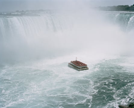A tourist boat under Niagara Falls in Ontario, Canada.