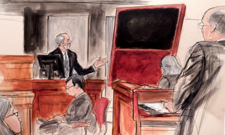 A fake Mark Rothko painting is shown to the court during a trial in New York in 2016.