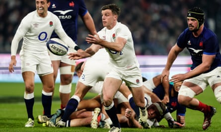 George Ford in action in Lyon against France.