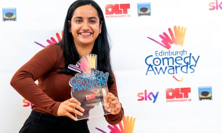 ‘I need to have a big party and show off!’ Edinburgh comedy award-winners reveal what’s next | Edinburgh festival 2023 3 ‘I panicked and ran off’ … Urooj Ashfaq with her award for best newcomer.