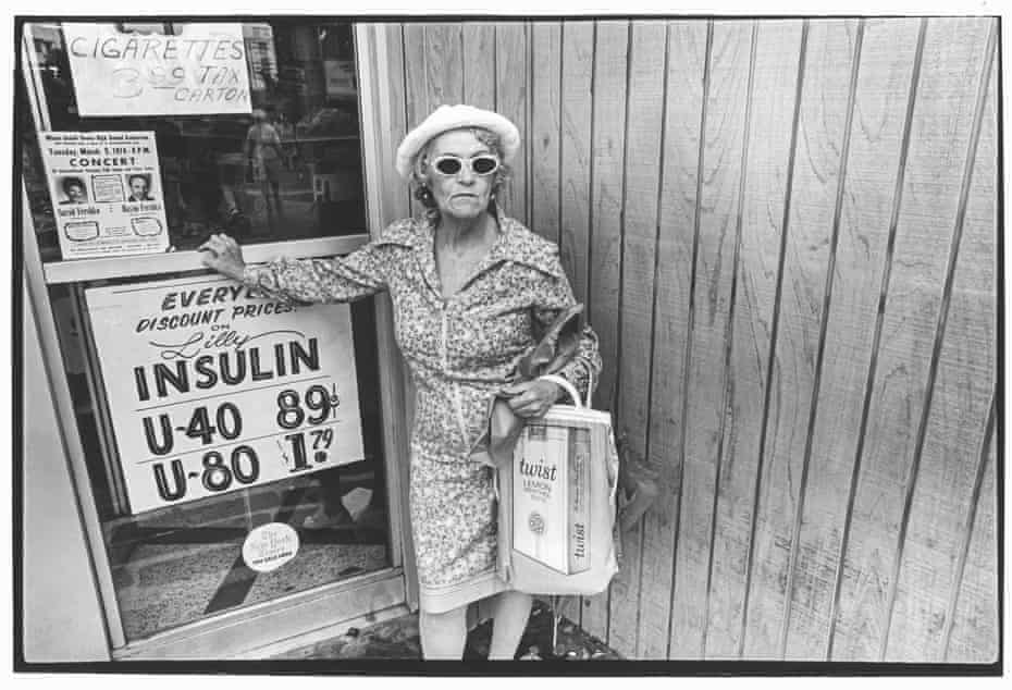 Insulin Lady, Collins Avenue, 1974, by David Godlis
