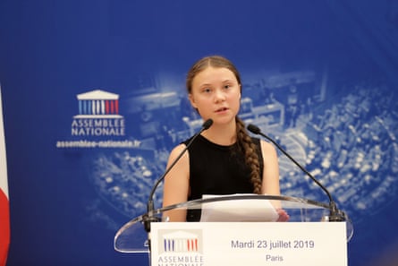Greta Thunberg addresses the French National Assembly, Paris, 23 July 2019.