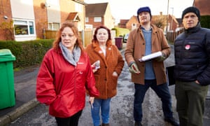 Chris Peace (left) campaigning in Clay Cross in the North East Derbyshire constituency.