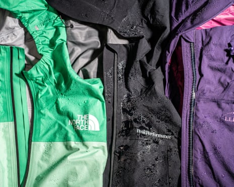 A collection of rain jackets