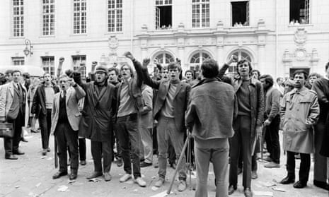 Student protesters demonstrate outside the Sorbonne in Paris in May 1968.