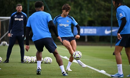 João Félix take part in a training session at Chelsea’s training ground in Cobham.