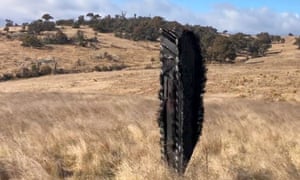 A long black piece of space debris found on a property in the Snowy Mountains in southern New South Wales.
