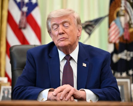 US President Donald Trump speaks to the press in the Oval Office of the White House in Washington DC, on 3 June 2026.