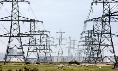 rows of electricity pylons