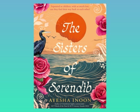 Composite picture of a young South Asian woman smiling at the camera next to the illustrated cover of a book showing a bird, roses and the sea