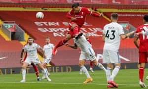 Virgil van Dijk heads Liverpool back into the lead.