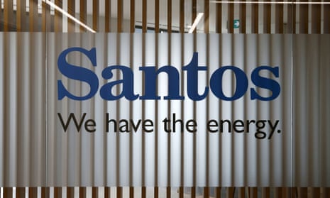 The logo of Australian oil and gas producer Santos Ltd at their Sydney office