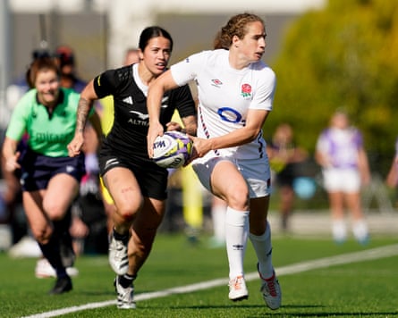 Abby Dow in action for England when they last played New Zealand, in October 2024