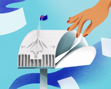 Illustration of a letterbox in shape of Parliament House