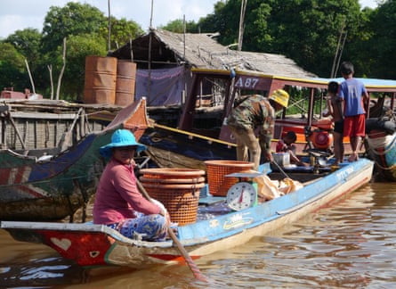 A fishing boat in Kampong Phluk commune, close to Tonlé Sap lake in Cambodia