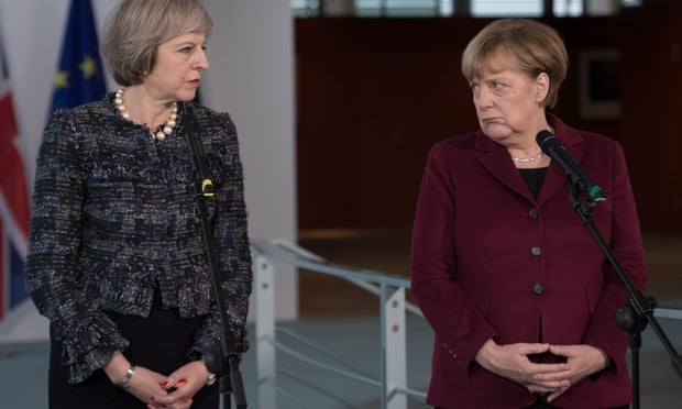 Theresa May with Angela Merkel in Berlin last year: