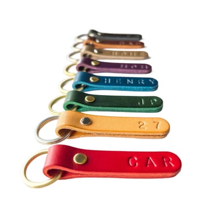 Colourful personalised leather keyrings