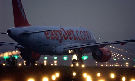 An easyJet plane taxis to the runway