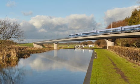Artist’s impression of an HS2 train on the Birmingham and Fazeley viaduct.