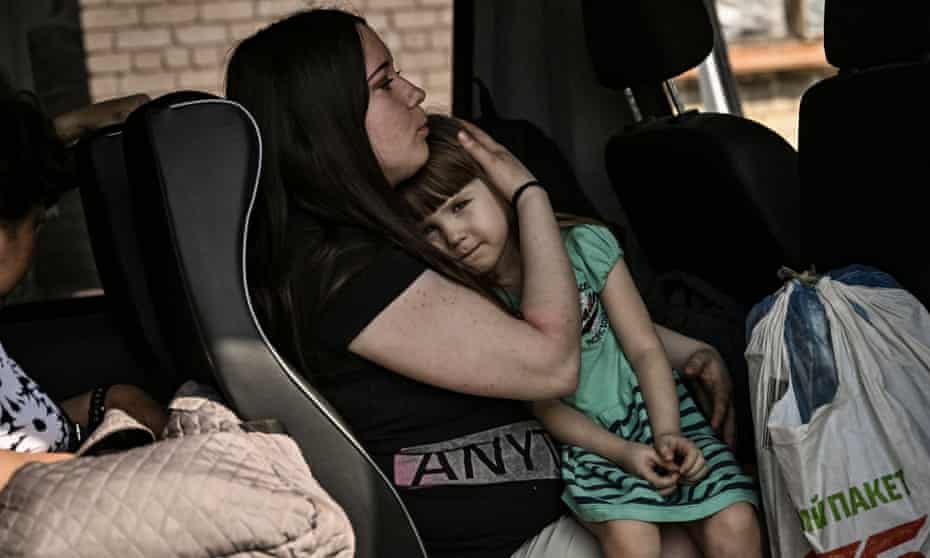 Civilians are evacuated from the city of Lysychansk in the eastern region of Donbas.