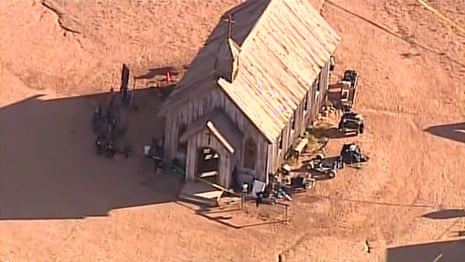 Aerial footage shows police presence at scene of Rust film set – video