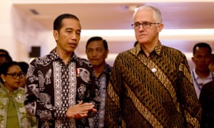 Joko âJokowiâ Widodo and Malcolm Turnbull at the Our Ocean conference in Bali on Monday