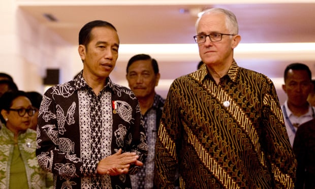 Joko ‘Jokowi’ Widodo and Malcolm Turnbull at the Our Ocean conference in Bali on Monday