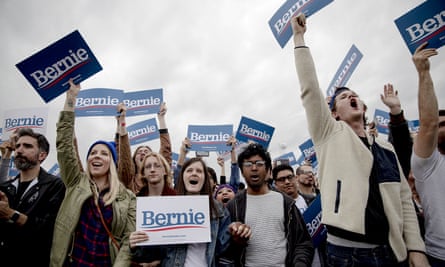 Bernie Sanders supports cheer during a February 2020 rally in Austin, Texas. Biden has been unable to win over the vast majority of voters under 45 during the primary.