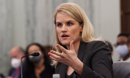 Frances Haugen testifies before a Senate subcommittee.