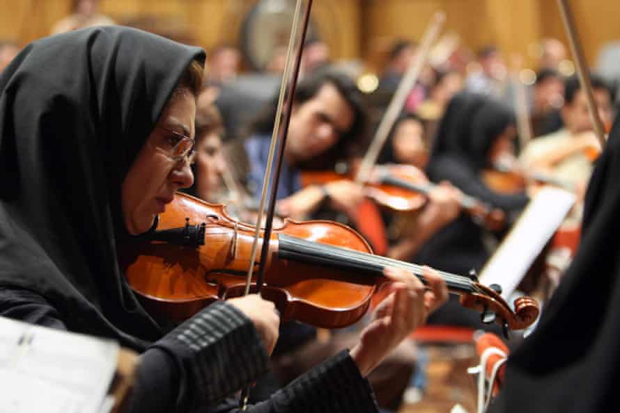 Members of the Tehran Symphony Orchestra in rehearsal