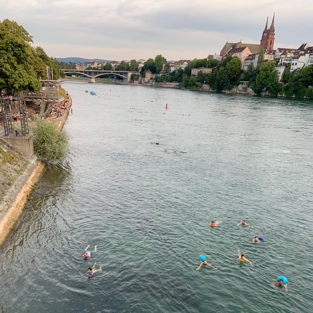 Swimming in the Rhine in Basel, Switzerland.