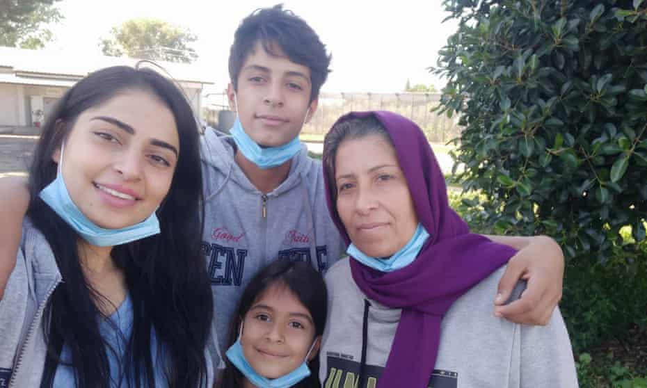 Khazal Ahmed, right, with her son Mubin Rezgar, older daughter Hadia Rezgar and younger daughter Hasti Rezgar, who all died in the Channel crossing.