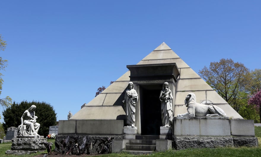 A mausoleum fashioned after a pyramid at Green-Wood Cemetery, New York City.
