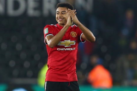 Lingard applauds the fans after the final whistle.