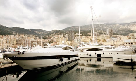 Luxury yachts moored in the harbour at Monte Carlo.