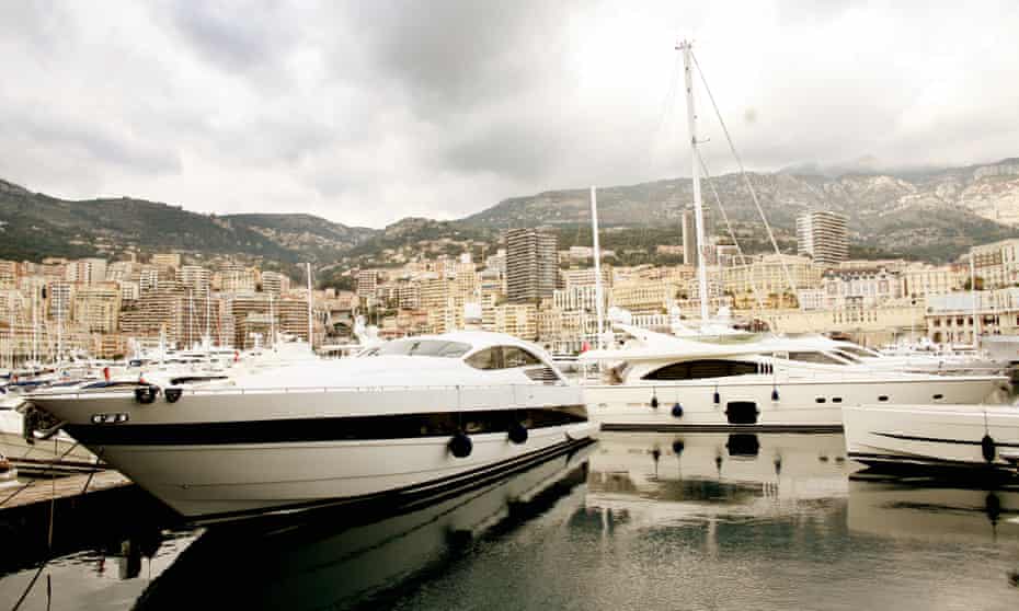  Luxury yachts moored in the harbour in Monaco.