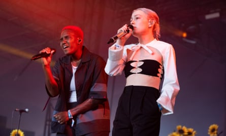 Arlo Parks performing pinch her friend Phoebe Bridgers astatine nan Coachella festival, California, successful April 2022