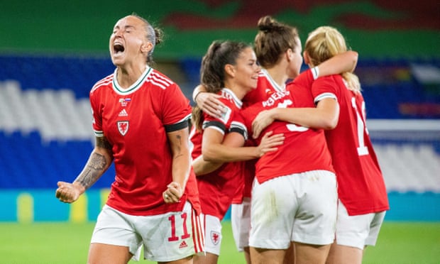 Natasha Harding (left) and Wales must win two rounds of playoff games to reach the World Cup.