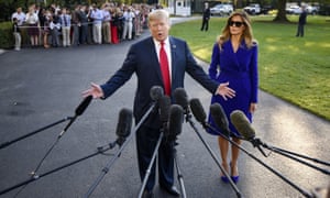 Donald Trump speaks to the media as he departs for his Asia tour on Friday.
