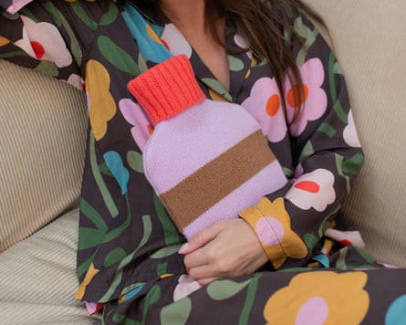 Caroline Gardner Lilac/Brown Stripe Merino hot-water bottle