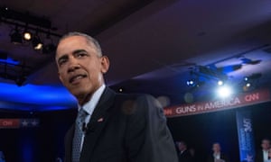 US president Barack Obama at a town hall meeting with CNN’s Anderson Cooper on reducing gun violence.