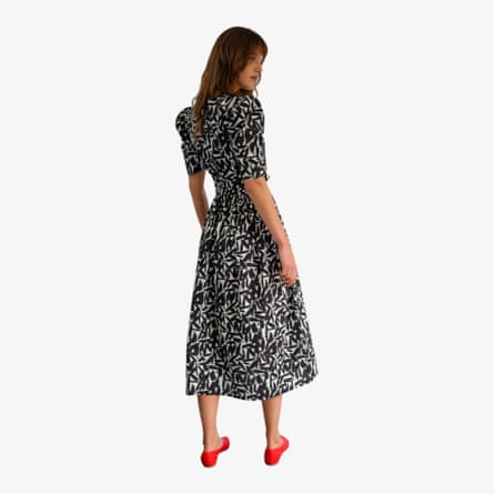 Kemi Telford Amina Belted Dress in Monochrome Brushstroke