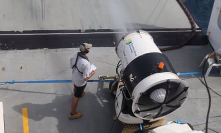 A trial on the Great Barrier Reef of cloud brightening equipment