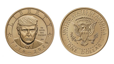 A US treasury department illustration of a new coin, featuring Donald Trump’s image, which the treasury secretary, Scott Bessent, said was in celebration of the nation’s 250 years of independence.