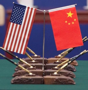 The US and China flags