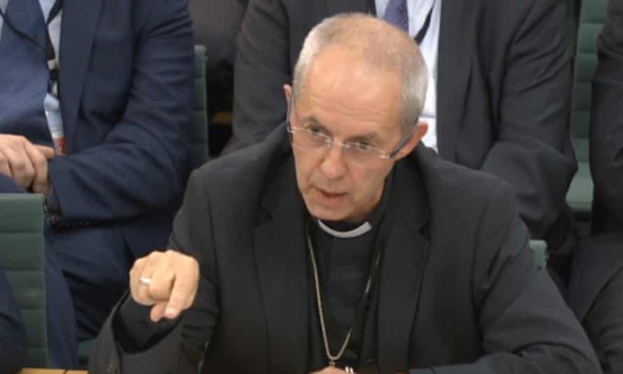 Justin Welby giving evidence to the home affairs select committee