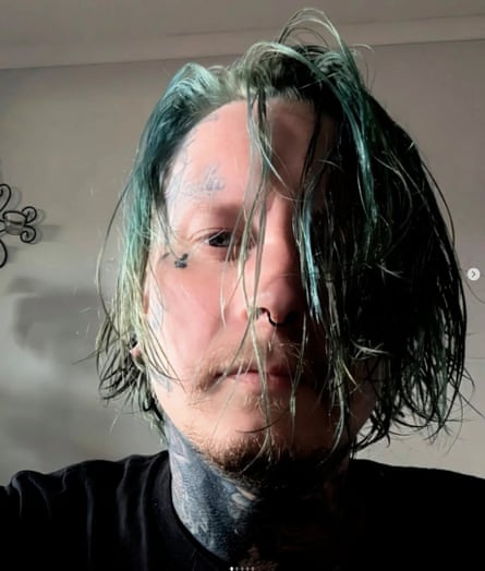 Daniel Birtwistle close-up with blue hair