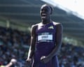 Gout Gout celebrates after setting a new national record and breaking the world junior record in the men’s 200m final at the 2026 Australian Athletics Championships in Sydney